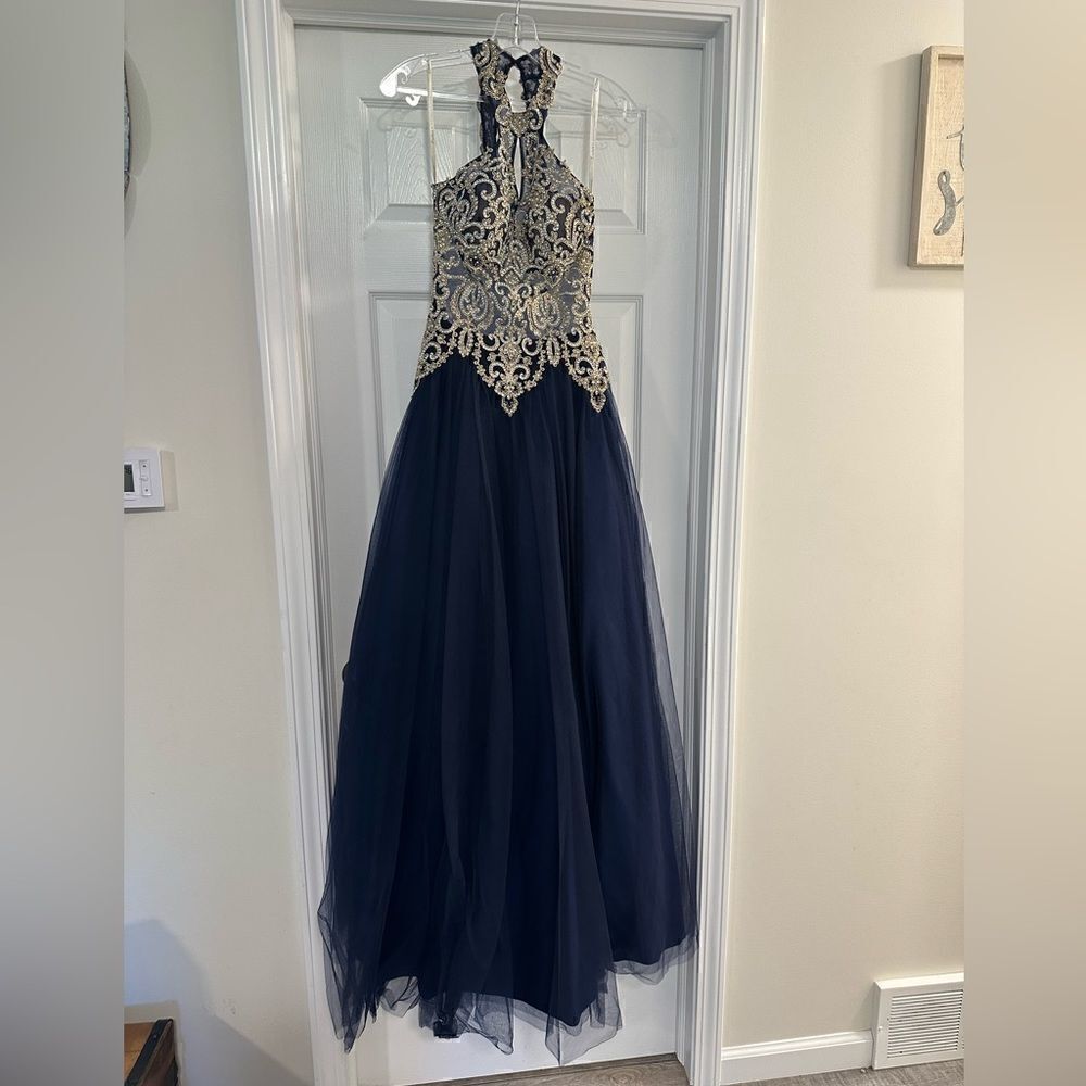 Envious Couture Karishma Navy Formal Gown Prom Homecoming Sz 4